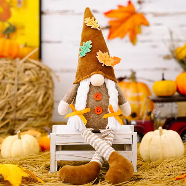 Adornos De Peluche De Gnome Y Calabaza Para Decoración De Navidad Y Agradecimiento Otoño Tamaño Único Decoraciones Swedes Nisse Elf Dwarf - 1