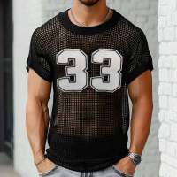 Camiseta De Hombre INCERUN Verano 2024 Estilo Casual Con Patchwork De Malla Transparente Camisetas De Moda Con Cuello Redondo Manga Corta Para Callejero - details 1