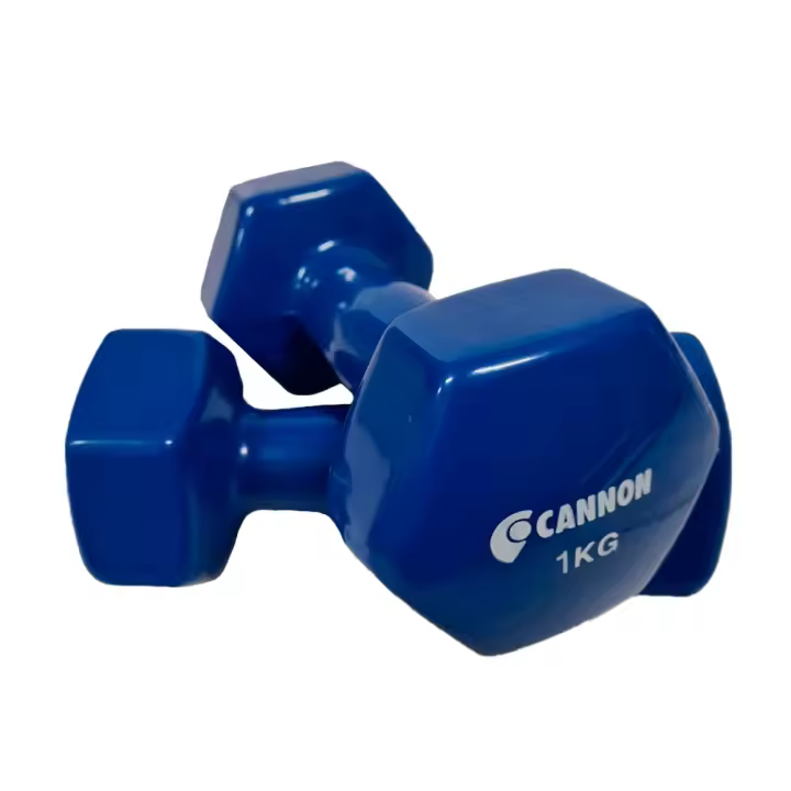 Juego de dos Pesas de Vinilo, 1, 1.5, 2, 3, 4, 5 Kg, set de Mancuernas de gimnasio para entrenamiento fitness y musculación, pesas hexagonales de vinilo, material de deporte. - 1