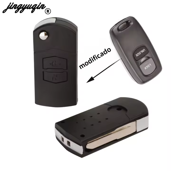 Carcasa De Llave De Coche Plegable Con 2 Botones Para MAZDA 2 3 6 626 323 Cubierta De Repuesto Para Llave Blanca Material ABS + Metal - 1