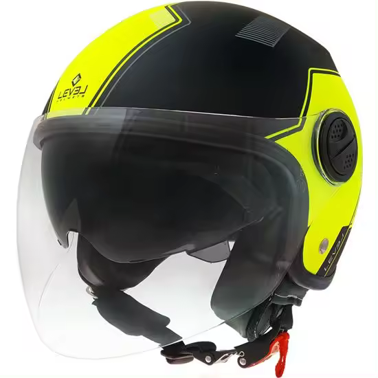 CASCO JET LEVEL LJC VENTO FLUOR MATE CON GAFAS INTERIORES - 1