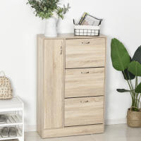 HOMCOM Armario Zapatero de 2 en 1 para Zapatos Mueble Almacenaje Paraguas Gran Espacio Estante Ajustable en 2 Niveles Capacidad de 12 pares 79x26x120 cm Madera - details 1