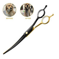Tijeras De Peluquería Para Mascotas Profesionales Diseño Ergonómico Curvo Para Corte Preciso Y Suave Aretes De Salon De Peluquería De Acero Inoxidable - details 1
