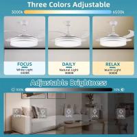 Ventilador de techo con luz LED 59W Blanco, 3 tonalidades, aspas retráctiles, 6 velocidades, control remoto, memoria, temporizador, silencioso y bajo consumo - details 4