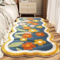 Alfombra De Area De Peluche Con Diseño De Flor Para Sala De Estar Y Dormitorio Antideslizante Alfombrilla De Puerta Ultra Suave Lavable Absorbente Alfombra De Baño Alfombrilla De Piso - details 0