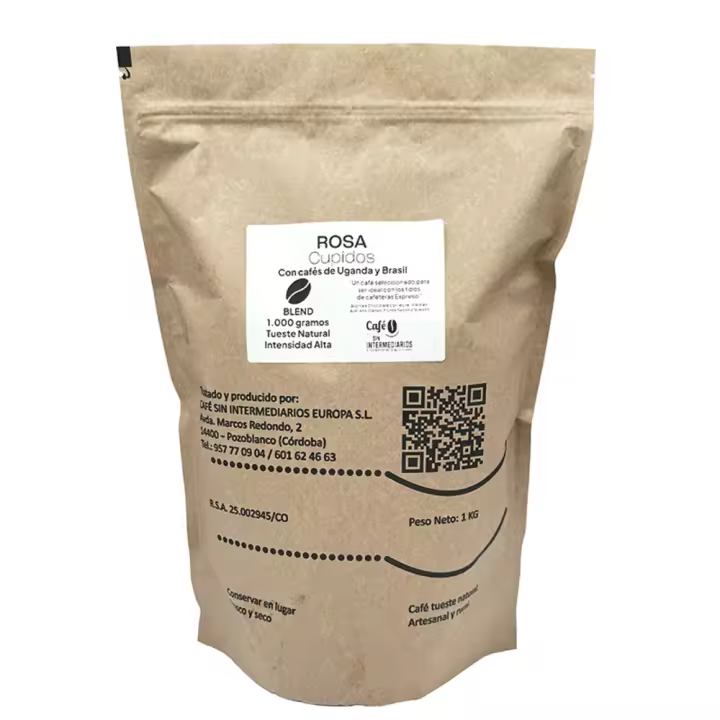 CAFE SIN INTERMEDIARIOS - Rosa - Café mezcla India y Brasil - Tostado Semanal - Envasado al envío - Intensidad alta - Café Solo - 1