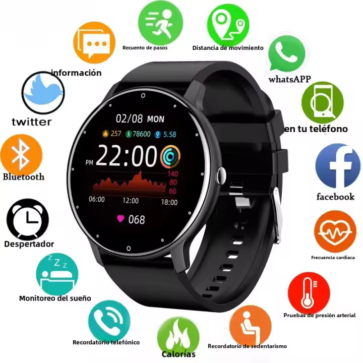 Reloj Inteligente Para Hombre Pantalla Táctil Completa Deporte Y Fitness Tracker IP68 Impermeable Bluetooth Reloj Inteligente Para Hombre Y Mujer Compatible Con Smartphone - 1