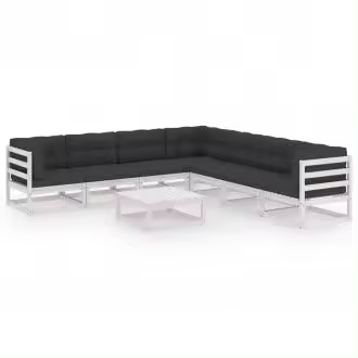 VIDAXL 3076880 set de muebles de jardín de 8 piezas en madera de pino blanco con cojines de color antracita - 1