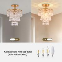 Lámpara De Techo De Cristal Con 3 Capas Y Diamantes Punzantes E27 Luces De Decoración Para Sala De Estar Y Dormitorio Fuente De Energía: Acción De Corriente - details 12
