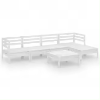 VIDAXL 3082683 conjunto de sillones de jardín de 6 piezas de madera de pino maciza color blanco 63,5x62,5x63,5 cm vida xl - 1