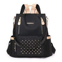 Mochila escolar para estudiantes con forma de diamante de gran capacidad, moderna, sencilla, informal y versátil, mochila para mujer con incrustaciones de remaches. - details 2