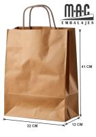 MAC EMBALAJES Bolsa de papel kraft verjurado 32+12X41 asa rizada (Pack 200 Unds.) 100% reciclables y respetuosas con el medio ambiente, muy resistentes - details 0