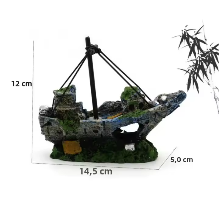  Decoración De Paisaje Para Acuario Barco Pirata Naufragio Decoración De Resina Accesorios Para Acuario Peso 110g - 1