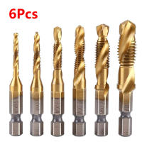 Juego De 6 Piezas De Brocas De Tapa En Acero De Titanio HSS Para Trabajar Metálicos Herramientas Manuales M3 M4 M5 M6 M8 M10 - details 0