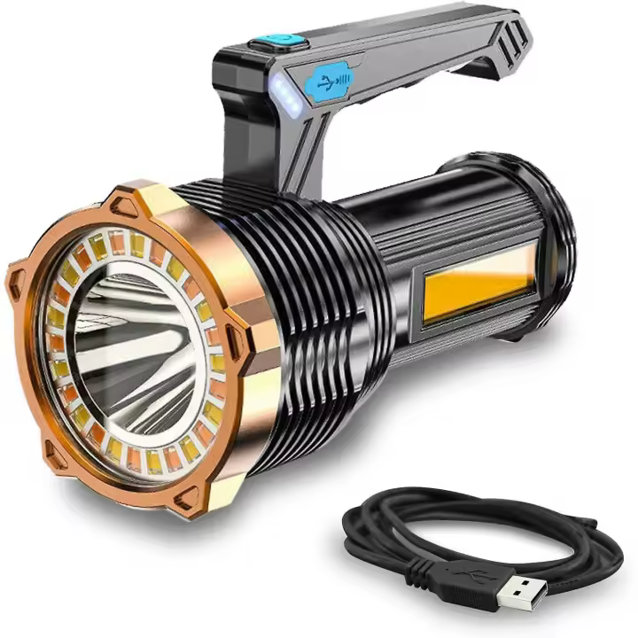 Linterna LED portátil superbrillante, lámpara de trabajo COB, 8 modos de iluminación, recargable, para exteriores, foco de mano - 1