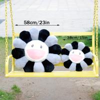 Cojín De Almohada De Peluche Creativo Con Girasol Sonriente Y Arcoíris Decoración Para Oficina Cojín De Espalda De Poliéster/Celulosa Tamaño Approx 40x40x10cm - details 3