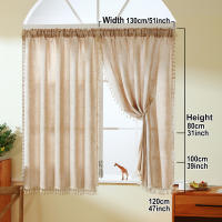 Valance De Cortina De Café De Color Puro Estilo Boho Japonés Decoración Para Ventanas Puertas Y Habitaciones Con Bolso Para Rodillo - details 3
