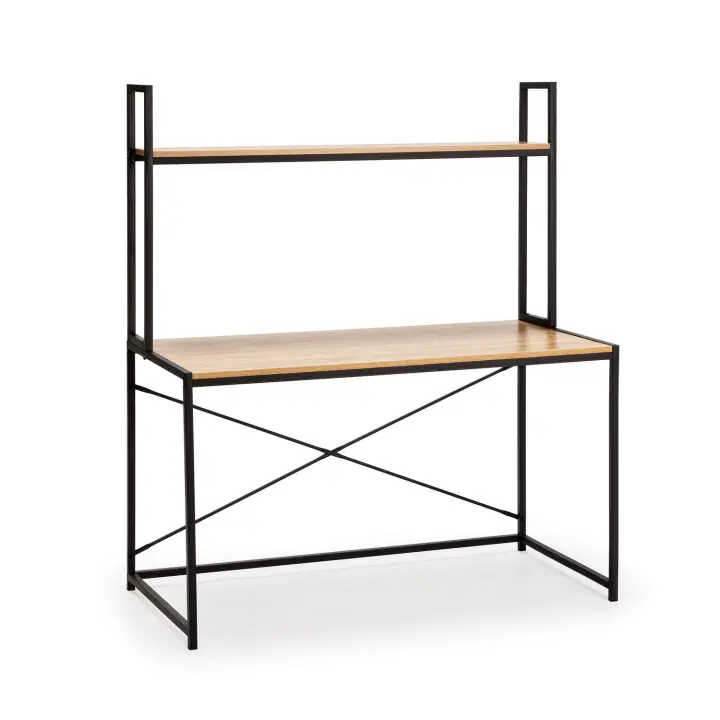 VS Venta-Stock Escritorio Industrial Negro Carmen con Estante de 120cm - 1