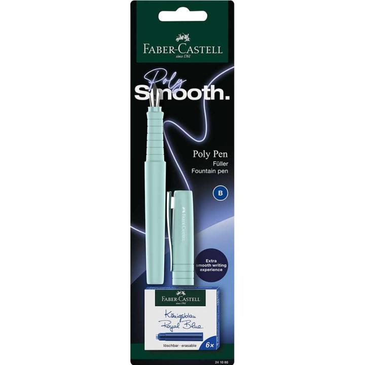 FABER PLUMA ESTILOGRAFICA FABER POLY PEN B + 6 CART. AZUL SURTIDO POLY