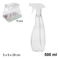 Botellas Spray para Vaporizar de 500ml, Transparente. Pack de 15 Unidades. Pistola Blanca Pulverizadora para Atomizar Líquidos. Envases de Plástico de 28 x 9 x 5 cm - details 0