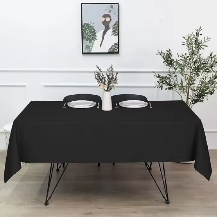 Mantel Rectangular Negro 54x108 Pulgadas Descartable Para Comidas Fiestas Y Otros Occasions Material PVC Sencillo - 1