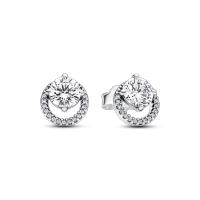 PANDORA Pendulums in halo redondo, regalo para ella, plata de ley in circonita cúbica, con caja de regalo - details 1