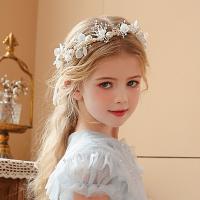 Diadema De Boda Bohemia Para Niñas Adorno De Cabello Con Perlas Y Flores Guirnalda De Novia Aro De Cabeza Joyería De Pelo Regalos Para Niños Estilo Moda Primavera Verano - details 3