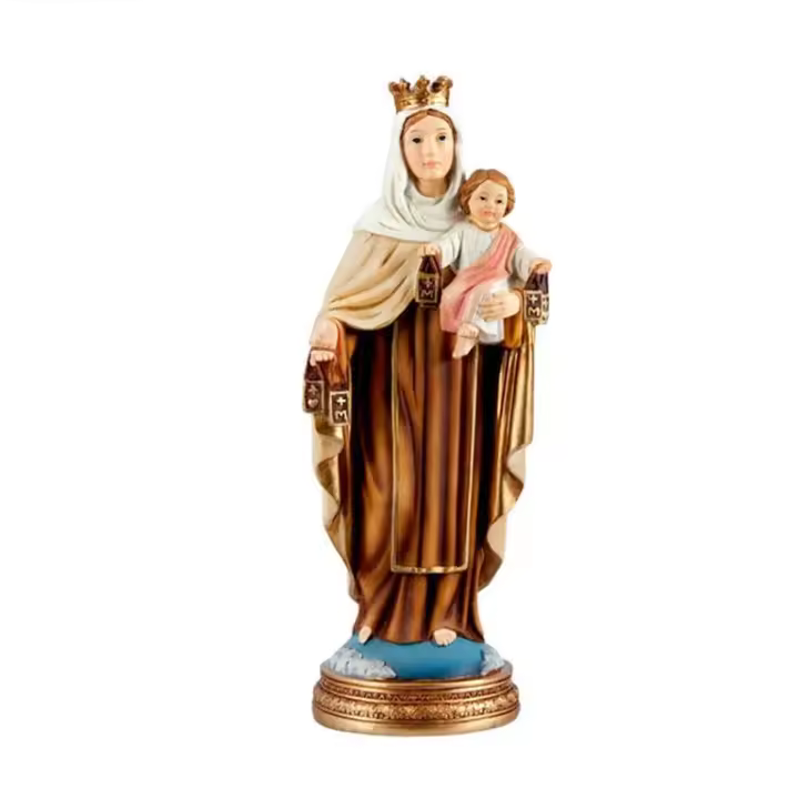DRW Figura Virgen del Carmen de resina pintada a mano de 20 cm - 1