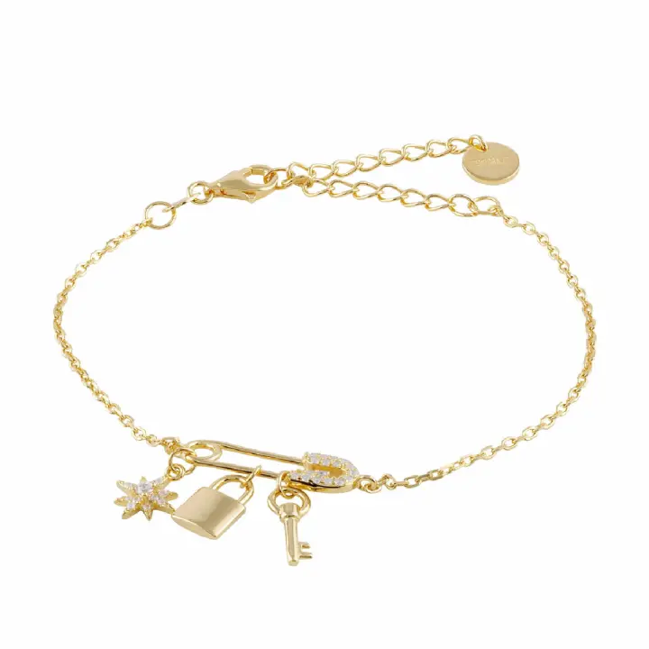 Pulsera Secret Plata Baño Oro y Circonitas - 1
