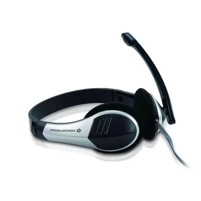 Conceptronic Auricular Chatstar2 V2 Con Micrófono Flexible C08-045, Color Plateado - 1