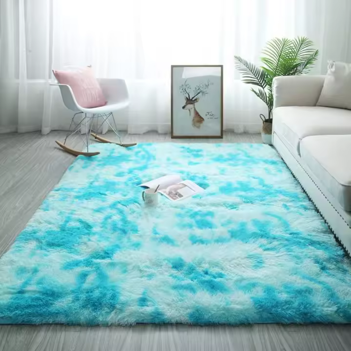 Alfombras para dormitorio, alfombras peludas para sala de estar, alfombras grandes para pasillo, dormitorio, alfombras modernas suaves y esponjosas para sala de estar, adecuadas para dormitorio infantil (blanco azul, 140 x 200 cm) - 1