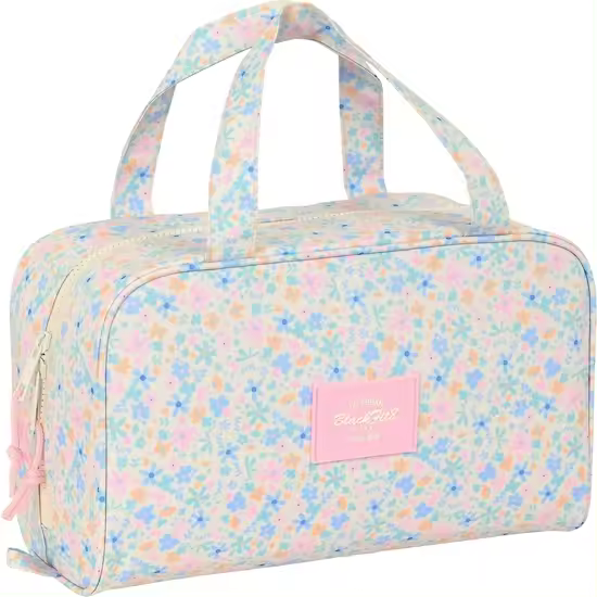 SAFTA  NECESER RECTANGULAR BLACKFIT8 "BLOSSOM" - Neceser Material Resistente y Fácil de Limpiar - Neceser porta Objetos Compartimientos con Cremallera - Neceser Diseño Único y Licencia Oficial By BLACKFIT8 "BLOSSOM" - 1