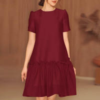Vestido Midi Sólido Para Mujer ZANZEA Elegante Con Costuras En Plecas Cuello Redondo Estilo Vintage Casual Y De Fiesta Vestido De Verano - details 2