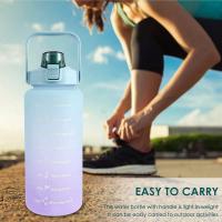 Botella De Agua Deportiva Grande 2L Sin Bisfenol a Portátil Para Exteriores Con Pajita Elástica Termoacumuladora Mate Gradiente - details 4