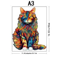 Puzzle De Madera Colorido Con Gato Desafío Cerebral Regalo Perfecto Para Cumpleaños Y Fiestas Juego De Rompecabezas Animal Para Adolescentes Y Adultos - details 1