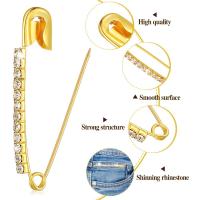 Pins De Seguridad Dorados Con Rhinestones Broches Para Mujer Accesorio Para Ropa Chaqueta Chal Sombrero Clip De Moda - details 5