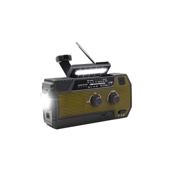 Banco de Energía de Radio Meteorológico de emergencia, manivela Solar de 4000mAh, Carga USB, FM AM WB NOAA, Radio de emergencia, Alarma SOS, Indoor LED, portátil Solar DE EMERGENCIA recargable - 1