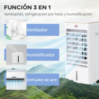 HOMCOM Enfriador de Aire Portátil 3 en 1 Climatizador Evaporativo Oscilante con 3 Velocidades Control Remoto Temporizador 7,5h Pantalla LED Tanque de Agua 3L Efecto 15-20 ㎡ 22,5x24,5x53,5 cm Blanco - details 3
