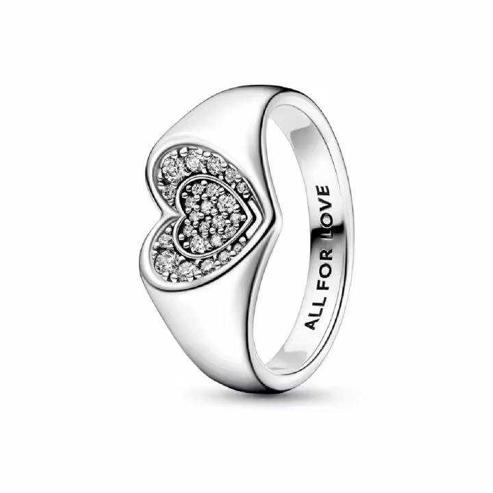 Anillo Pandora Sello Corazón Radiante en Pavé - 1