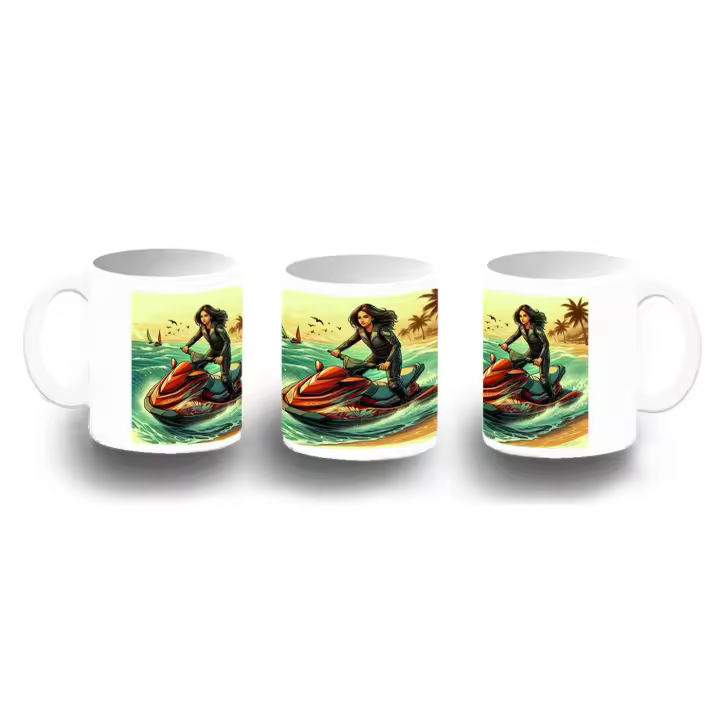 MERCHANDMANIA TAZA FOTOLUMINISCENTE deporte agua moto acuatica carrera playa brilla oscuridad - 1