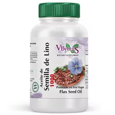 ACEITE DE SEMILLAS DE LINO 120 PERLAS VBYOTICS  Es un suplemento alimenticio a base de aceite de linaza, con un alto contenido de omega 3 de origen vegetal. - 1