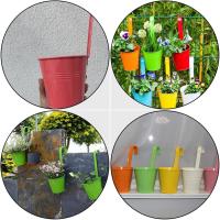 6 piezas de metal macetas de hierro con agujero de drenaje balcón macetas colgantes metal macetas cubo ramo titular para barandilla valla ventana Patio - details 2