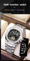Reloj Mecánico LIGE Dual Seconds Tourbillon Para Hombre Acero Inoxidable Auténtico Reloj De Noche Luminoso Resistente Al Agua - details 1