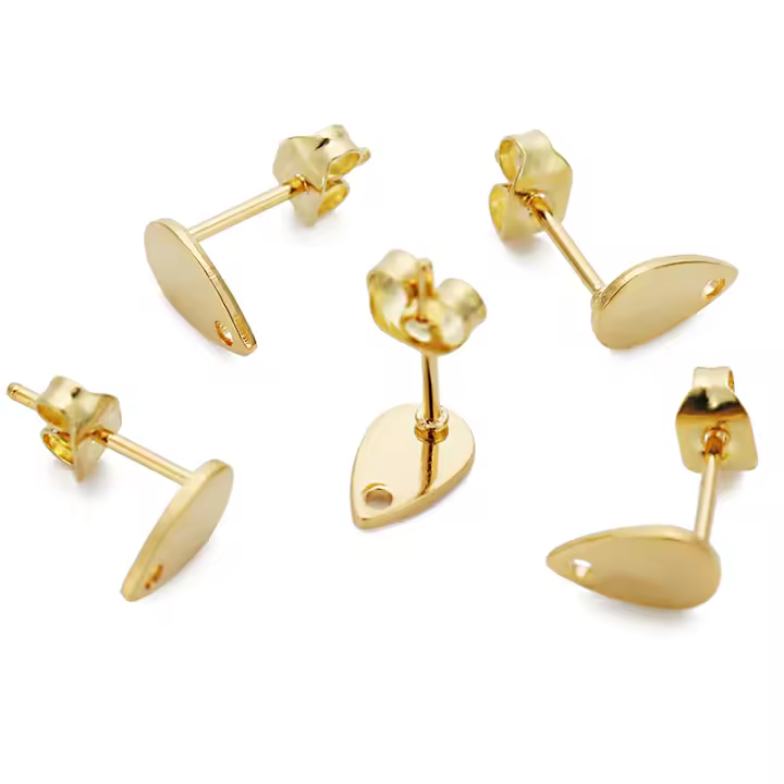 20pcs Conectores De Pendientes De Acero Inoxidable 5x8mm Alergias Bajo Estopillas De Pendiente Para Fabricación De Joyas - 1