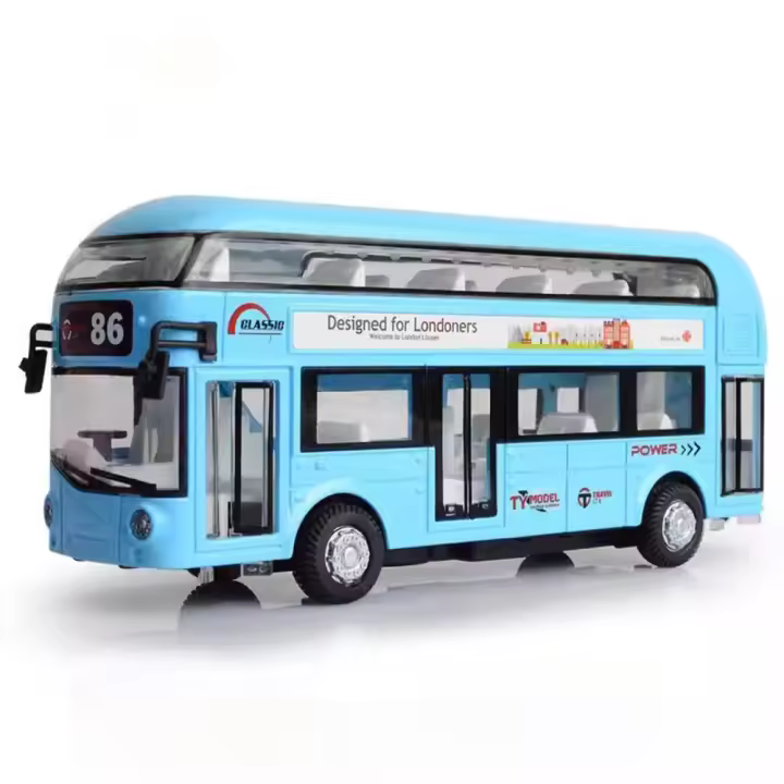 Modelo De Autobús De Doble Piso 1/36 En Aleación De Metal Con Sonido Y Luz Regalo Para Niños Colección De Juguetes Vintage De Londres - 1