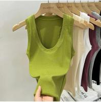 Camisola De Mujer 2025 Estilo Coreano Sólida Con Cuello Redondo Bajo Y Ribbed Basic Summmer Elasticado Slim Versátil - details 18