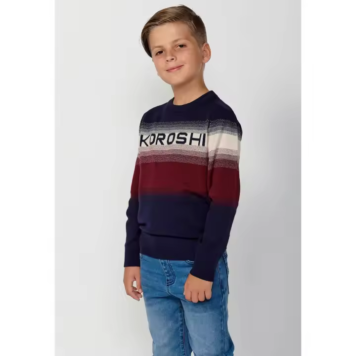 Koroshi Jersey Tricot de manga larga con Cuello redondo, en tres colores color Rojo para Niño - 1