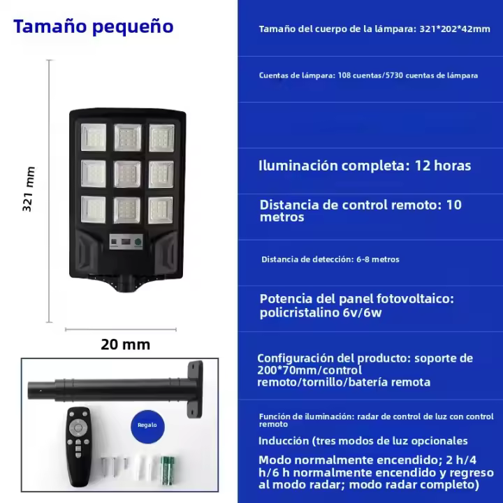 Luz Solar Exterior 10000LM Con Sensor De Movimiento Impermeable Luz De Calle Para Jardín Y Atracciones Poder Solar Luz De Muralla - 1