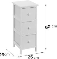 G Cajonera Blanca de Madera de Paulonia con 3 Cajones de 25x25x60 cm/30x24x60cm/28x37x57cm/25x25x51cm - Versátil y Práctica - details 3