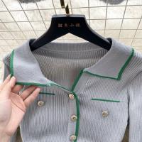 Vestido De Lana Elegante De Otoño Invierno Para Mujer Cintura Alta Botones Cuello Bajado Largo De Contraste Nuevo 2024 - details 18